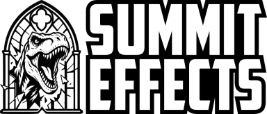 Small Summit Effects logo with a dinosaur crashing through a window emblem.