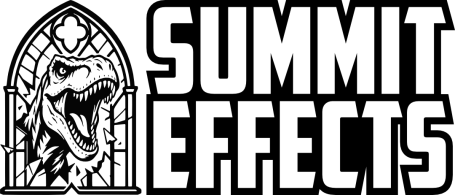 Small Summit Effects logo with a dinosaur crashing through a window emblem.
