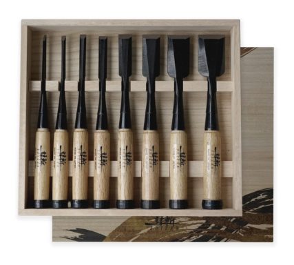 SUIZAN boxed set of Japanese wood chisels with wooden handles