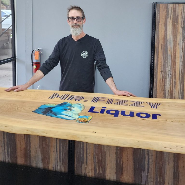 Custom hardwood countertop built for a commercial retail space in San Antonio