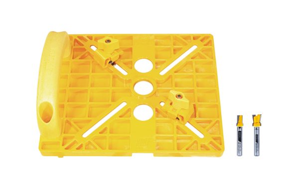 MICROJIG MATCHFIT grid router guide shown with router bits.