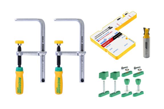 MICROJIG MATCHFIT dovetail clamp components and accessories.